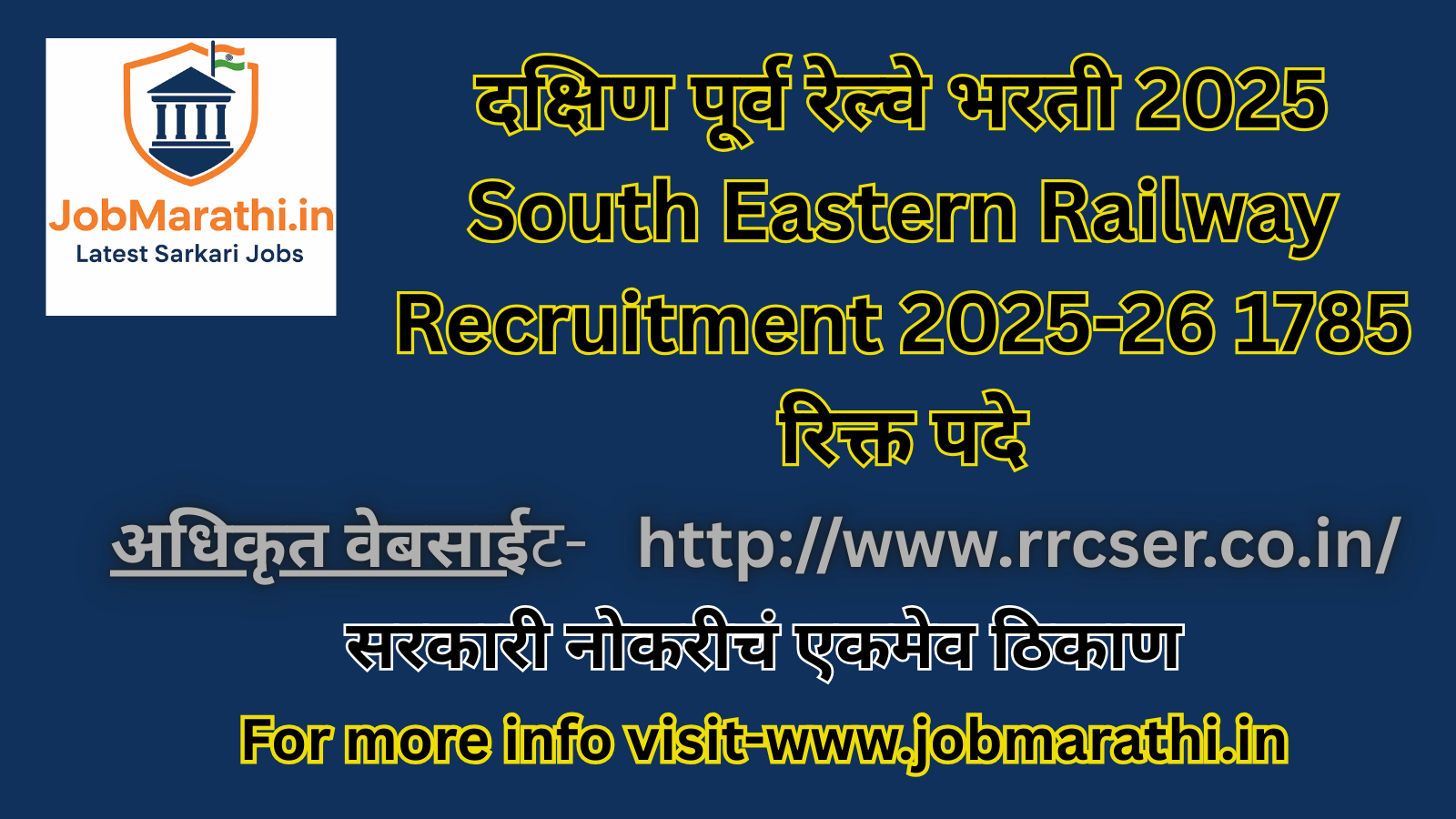 South Eastern Railway Recruitment 2025-26 1785 vacany