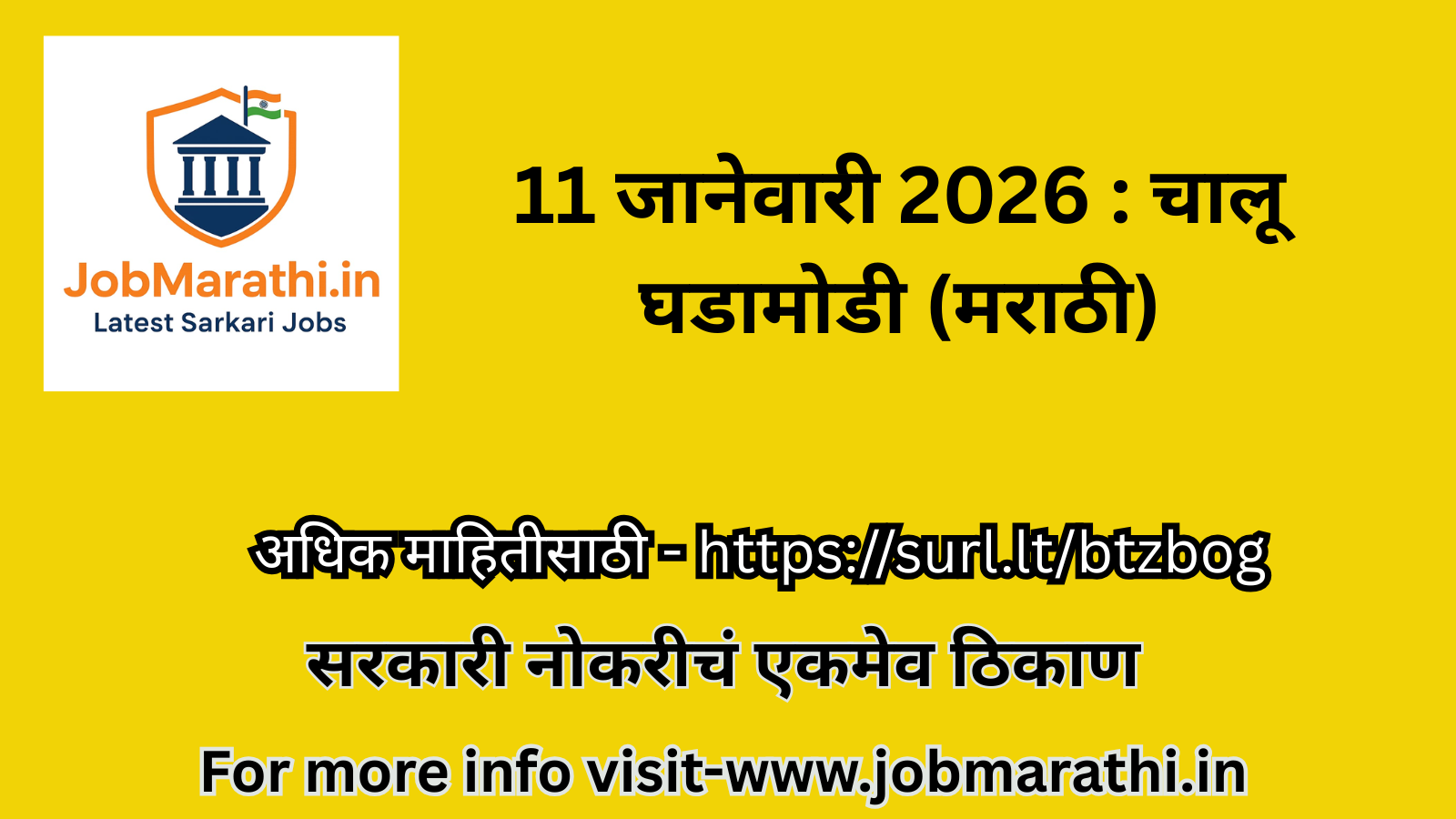 11 जानेवारी 2026 चालू घडामोडी मराठी