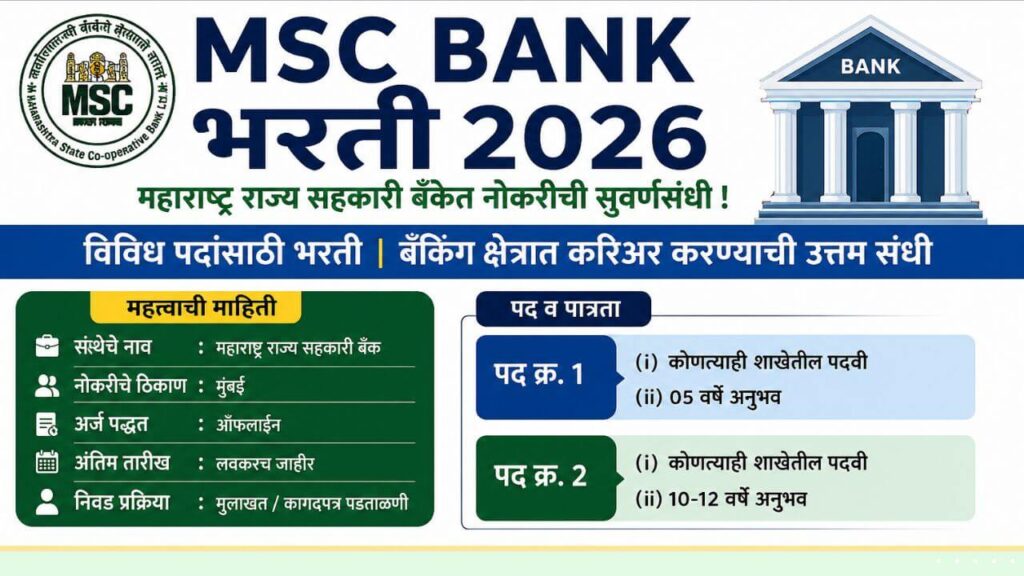 MSC Bank Bharti 2026 Notification