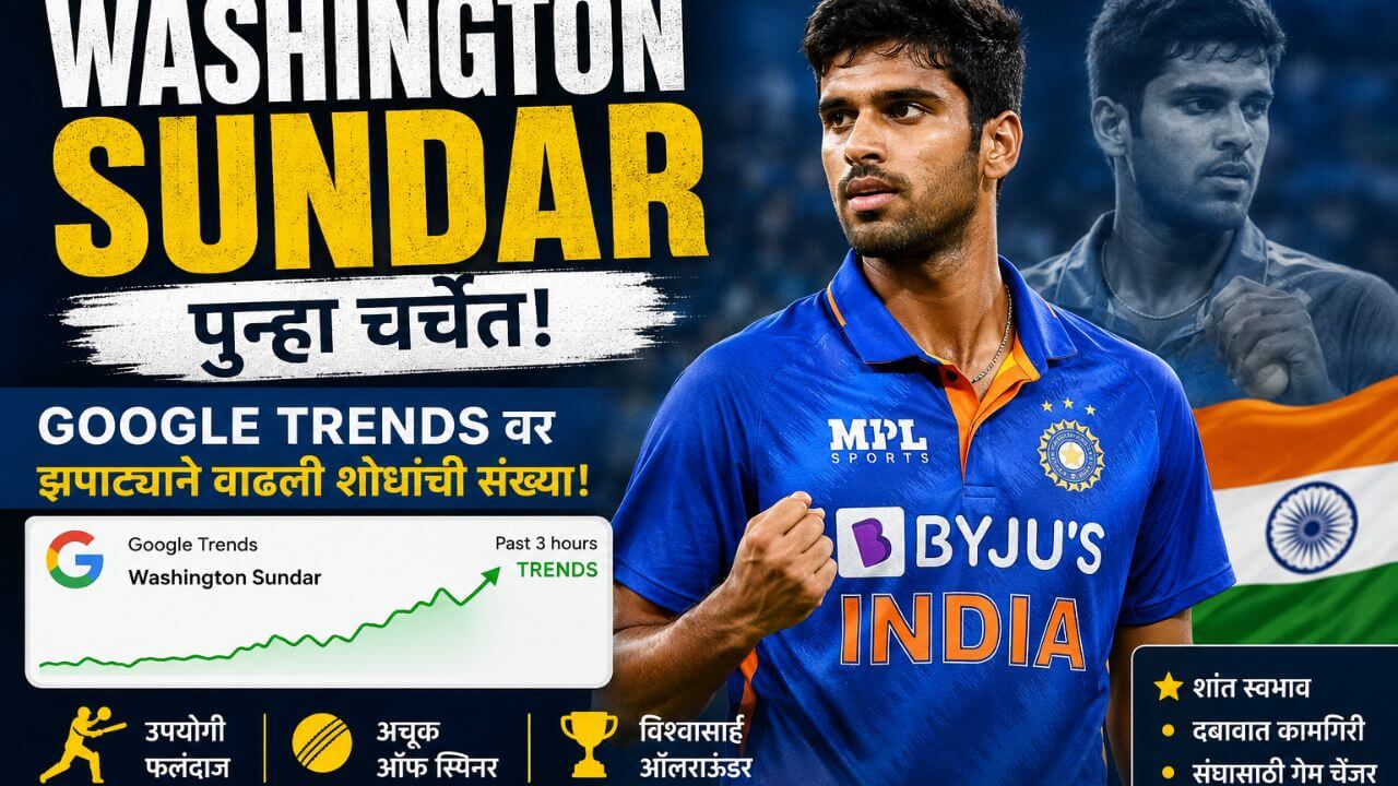 Washington Sundar trending on Google Trends with Indian cricket team