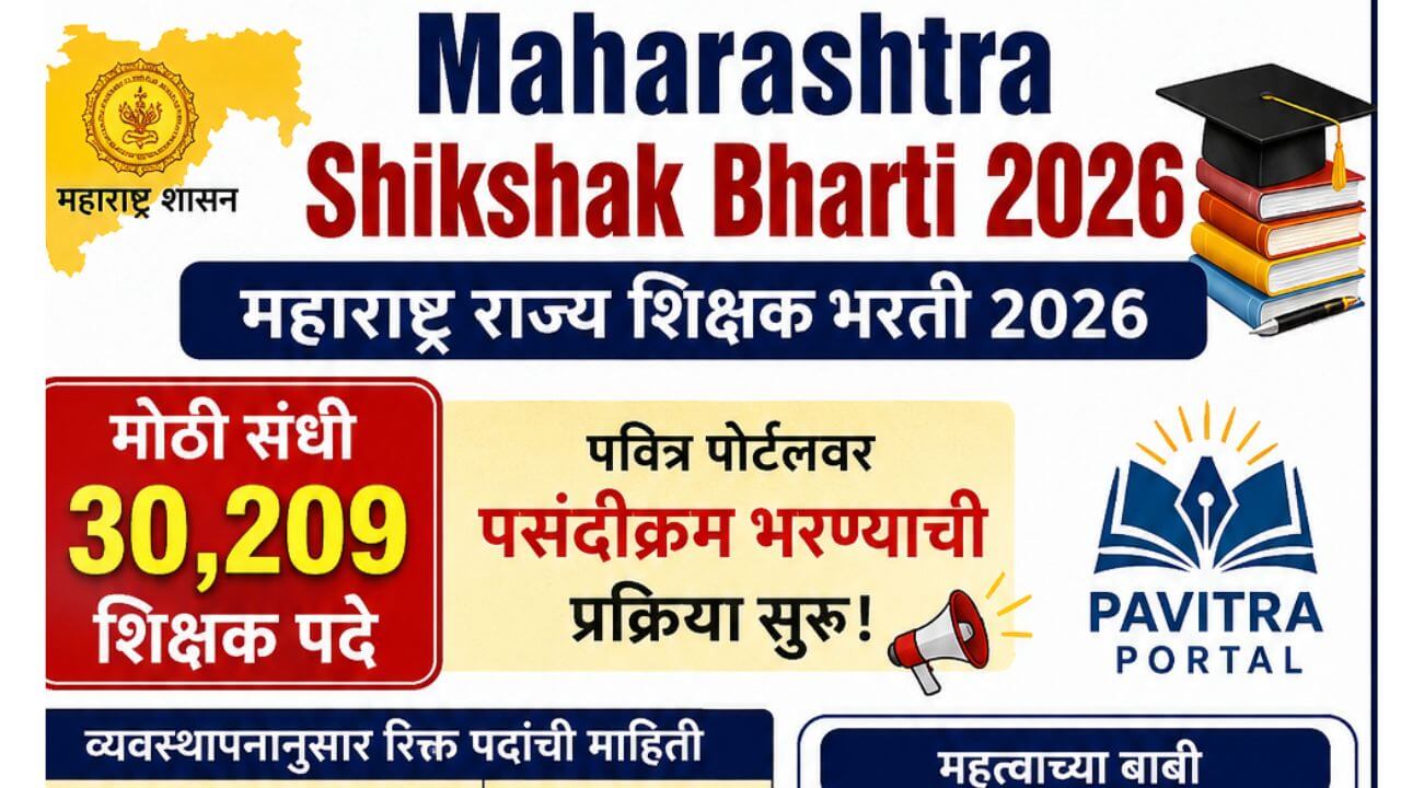 Maharashtra Shikshak Bharti 2026 महाराष्ट्र राज्य शिक्षक भरती 30,209 पदे